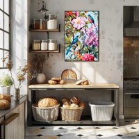 Vibrant Exotic Birds Botanical Art Animal Poster