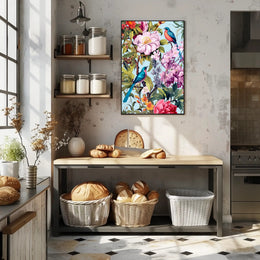 Vibrant Exotic Birds Botanical Art Animal Poster