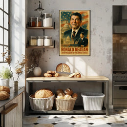 Ronald Reagan 40th President of the United States Layered Digital Collage Poster