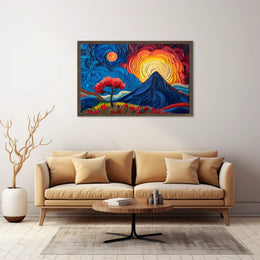 Van Gogh-Inspired Vibrant Mountain Sunrise Poster
