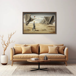 Desert Solitude: Surrealistic Sci-Fi Landscape Art Poster