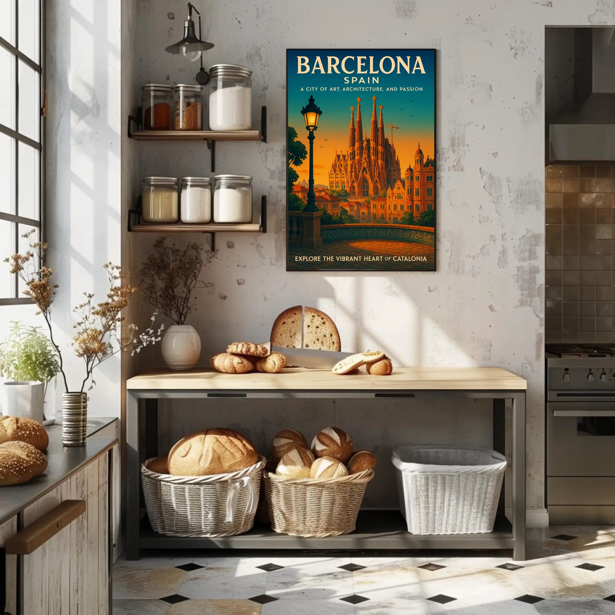 Barcelona Travel Poster Modern Art And Architecture