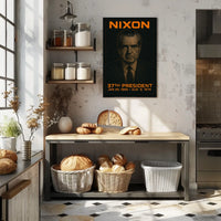 Richard Nixon 37th President of the United States Techno Schematic Poster