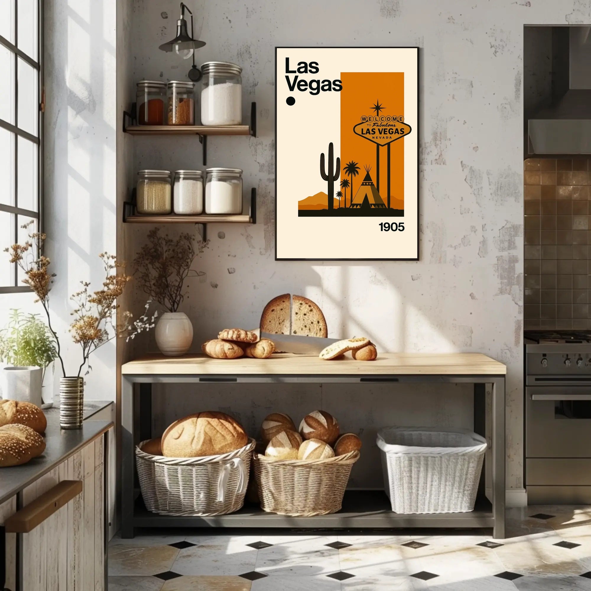 Las Vegas Desert Sign Retro Travel Poster