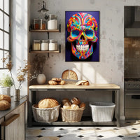 Vibrant Skull Art Poster PosterGoat