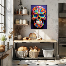 Vibrant Skull Art Poster PosterGoat