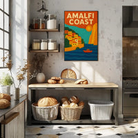 Amalfi Coast Poster Wall Art Scenic Travel Print Collectible