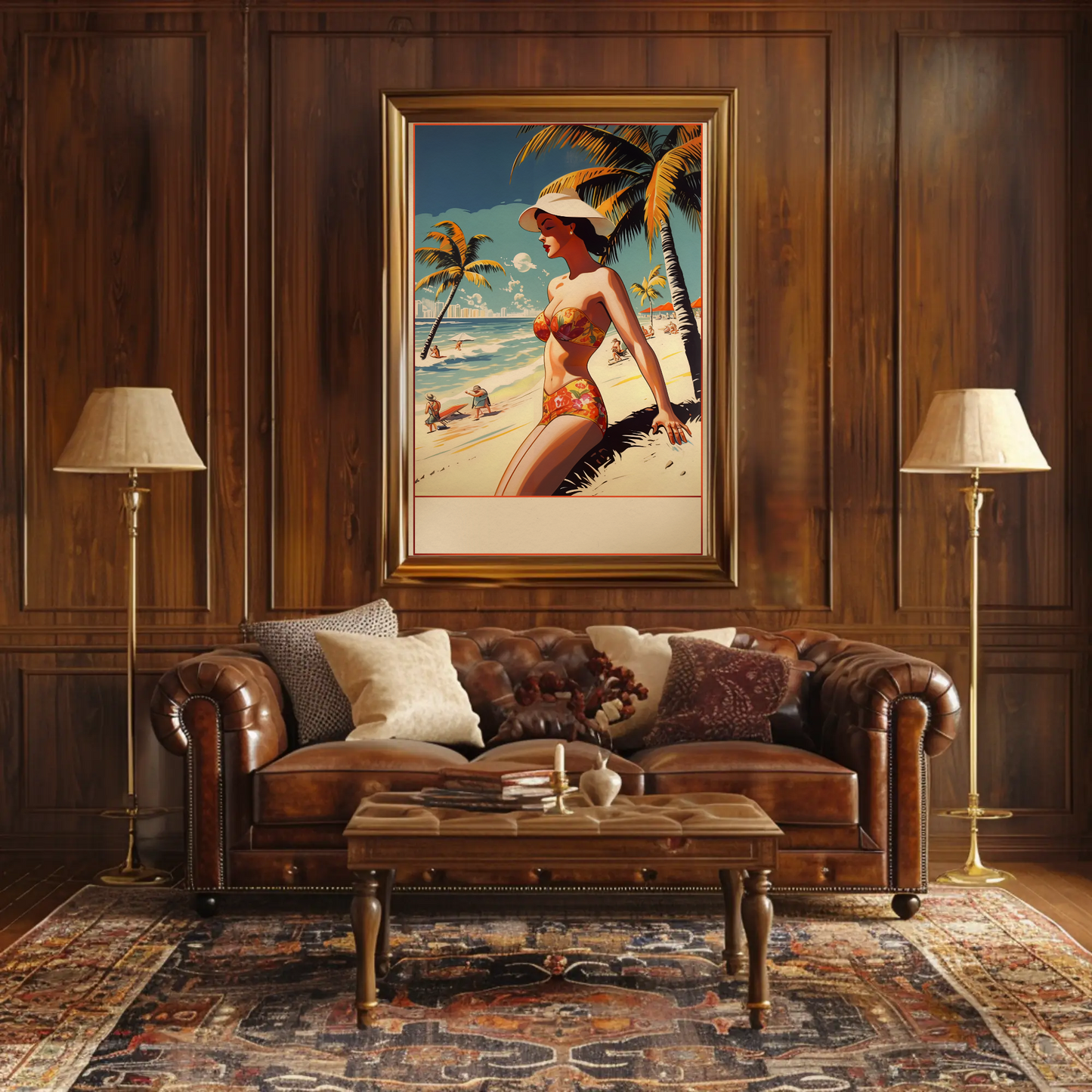Retro Beach Beauty In Summer Scene Travel Poster