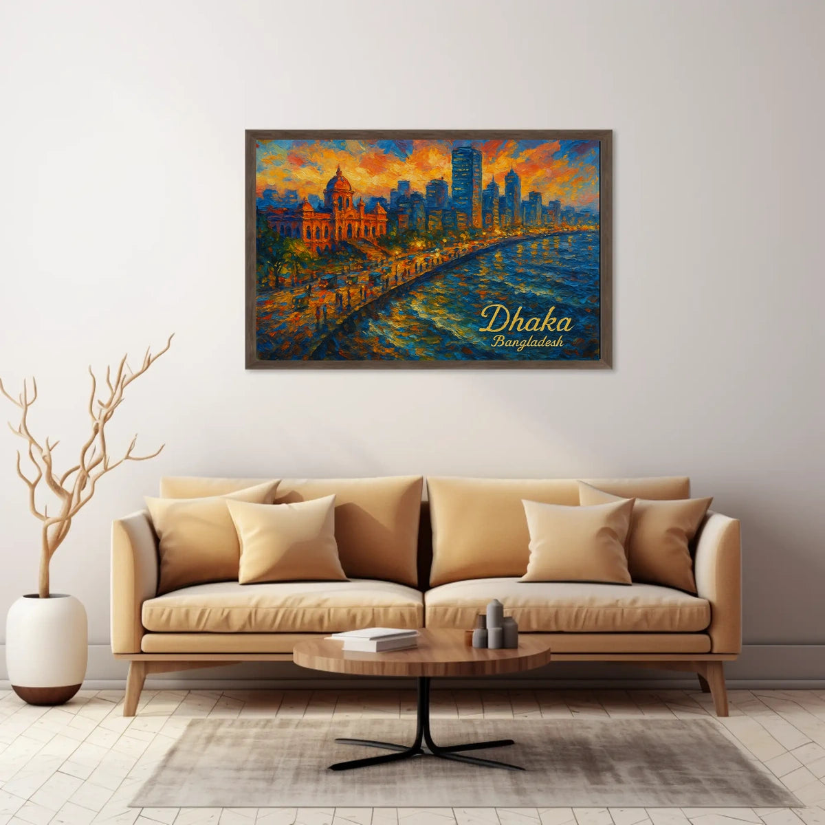 Dhaka Skyline Sunset Photography Realism Urban Poster