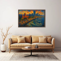 Dhaka Skyline Sunset Photography Realism Urban Poster