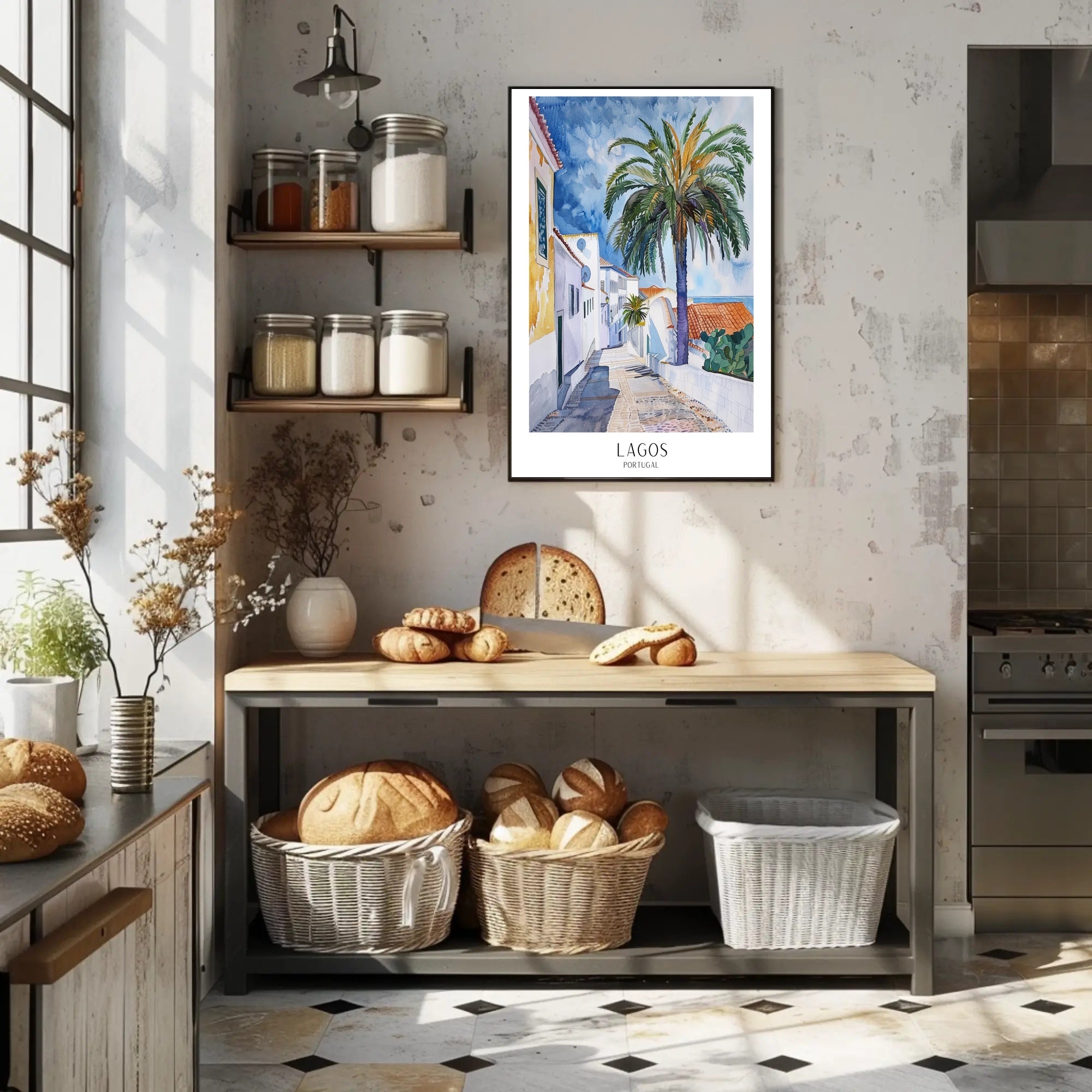 Lagos Portugal Street Scene Travel Poster PosterGoat