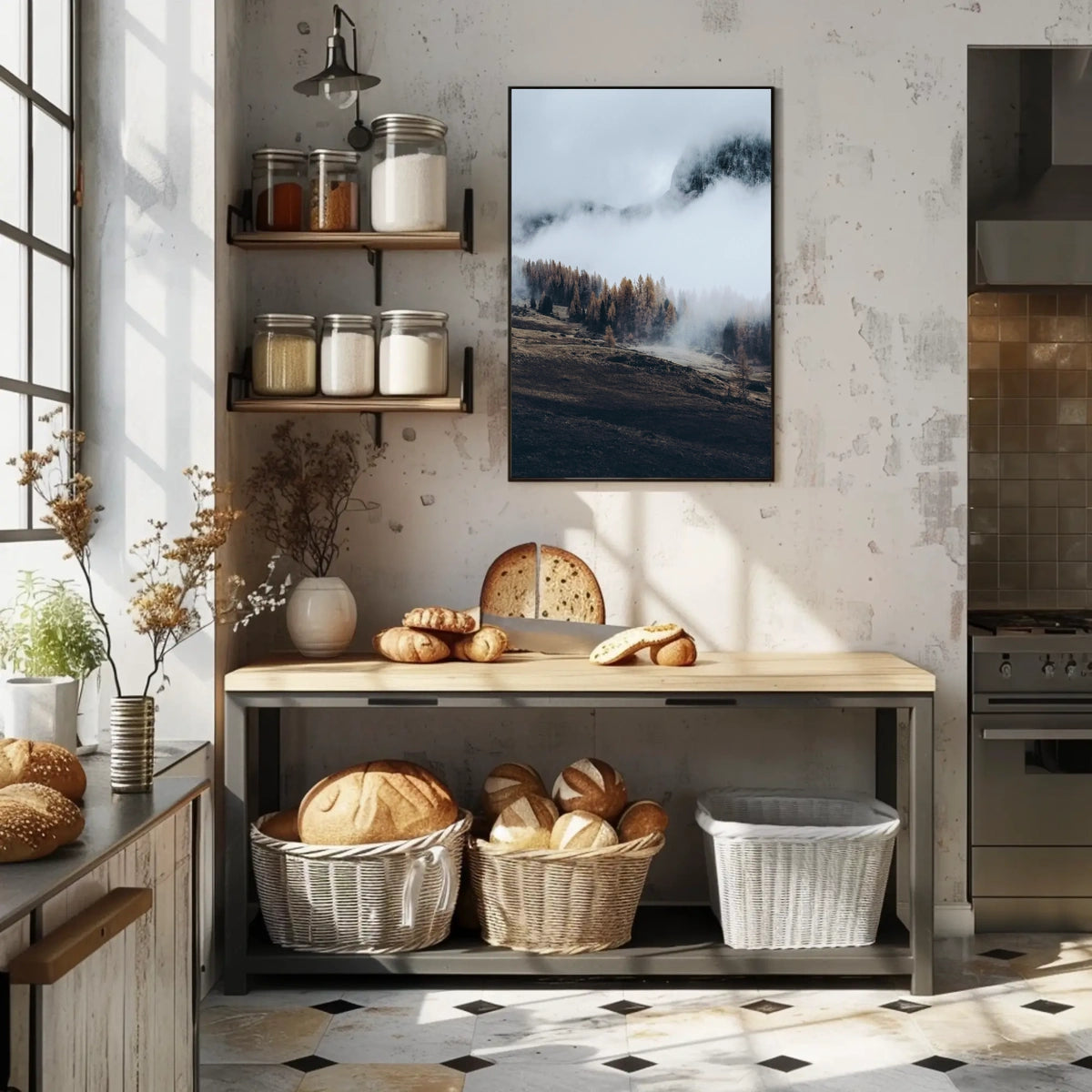 Misty Autumn Mountain Landscape Photorealistic Art Print