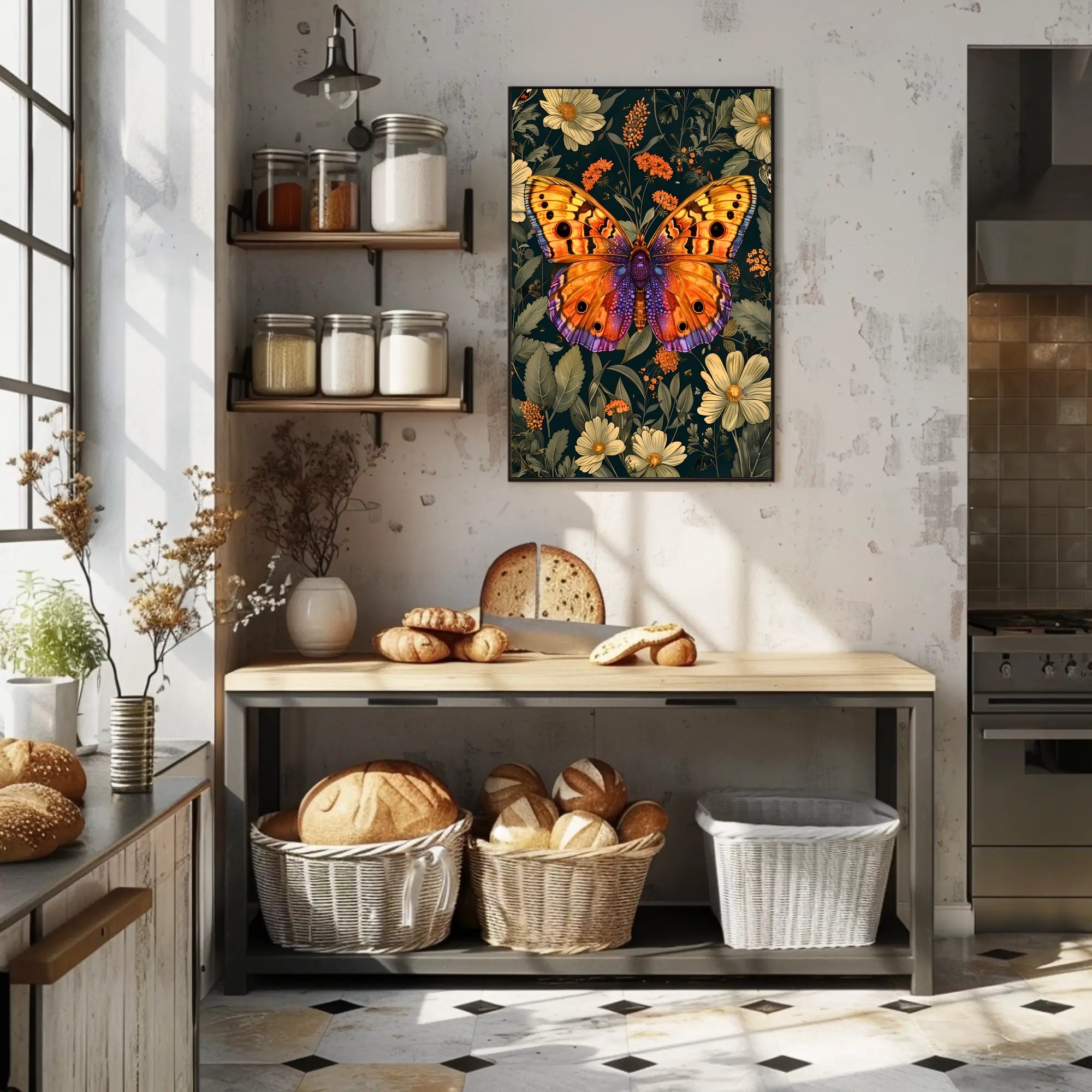 Vibrant Butterfly Garden Art: Abstract or Artistic Poster