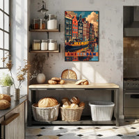 Amsterdam Scenic Canals Artistic Heritage Travel Poster