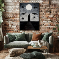Eerie Lighthouse Under Moonlight: Fantasy or Mythology Poster PosterGoat