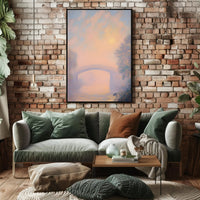 Bridge Sunrise Poster Vintage Pastel Landscape Print
