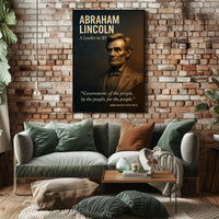 Abraham Lincoln 3D Portrait with Patriotic Quote Historical Poster PosterGoat