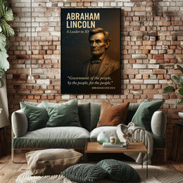 Abraham Lincoln 3D Portrait with Patriotic Quote Historical Poster PosterGoat