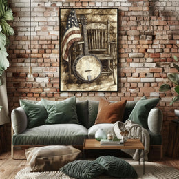 Vintage Rustic Classic Banjo Americana Wall Art Poster
