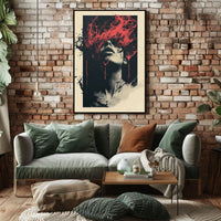 Intense Surreal Red Abstract Face Art Poster