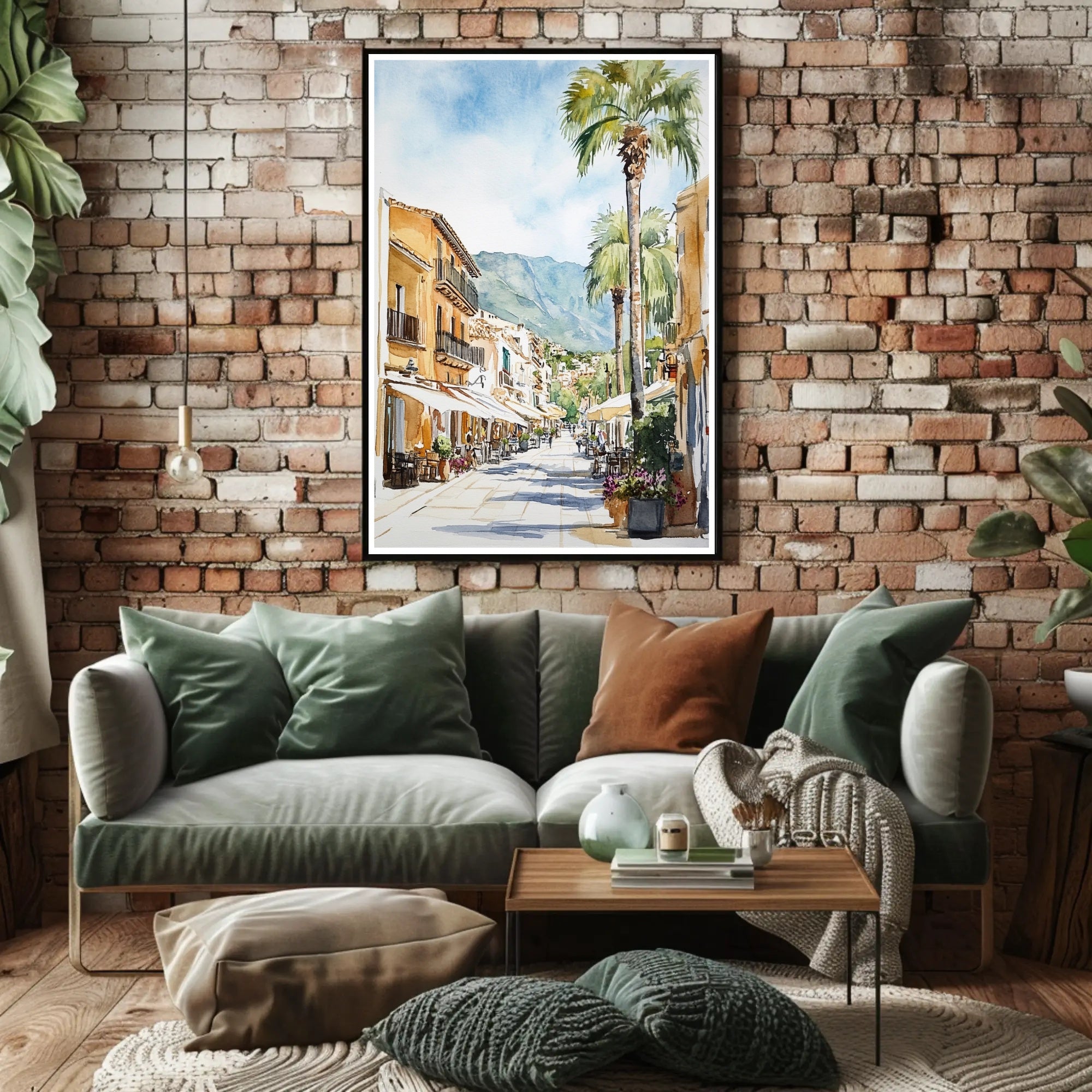 Charming Mediterranean Street Poster PosterGoat