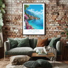 Lake Garda Vibrant View Italian Travel Poster