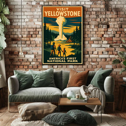 Visit Yellowstone Americas First National Park Poster PosterGoat
