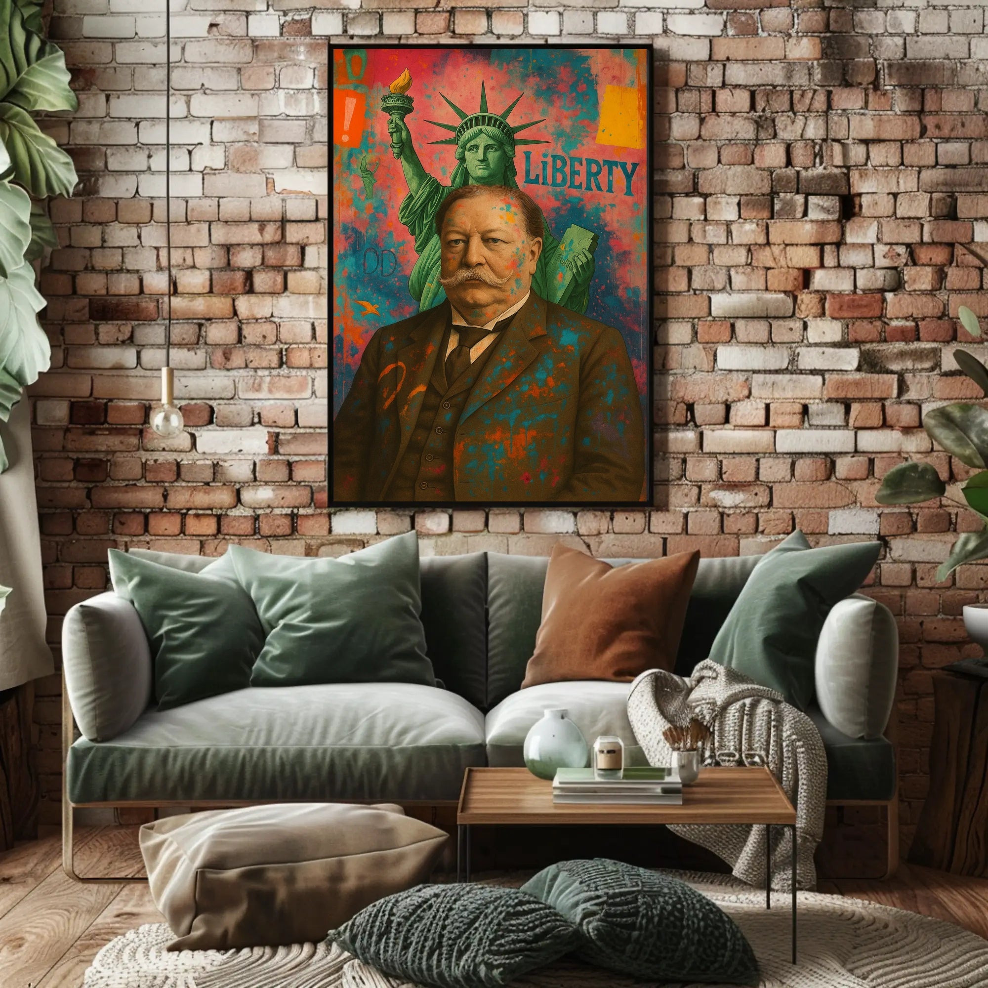 Liberty Meets Modern Chaos: Artistic or Pop Culture Poster