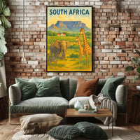 Vibrant South African Wildlife Travel Poster