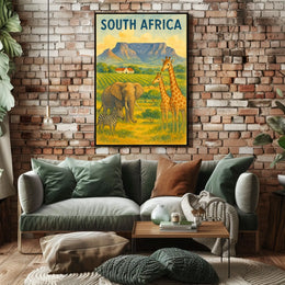 Vibrant South African Wildlife Travel Poster