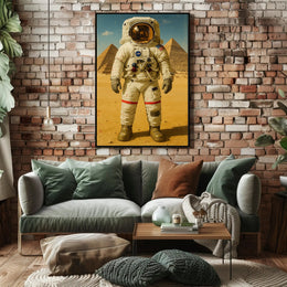 Astronaut at Pyramids Futuristic Sci-Fi Poster