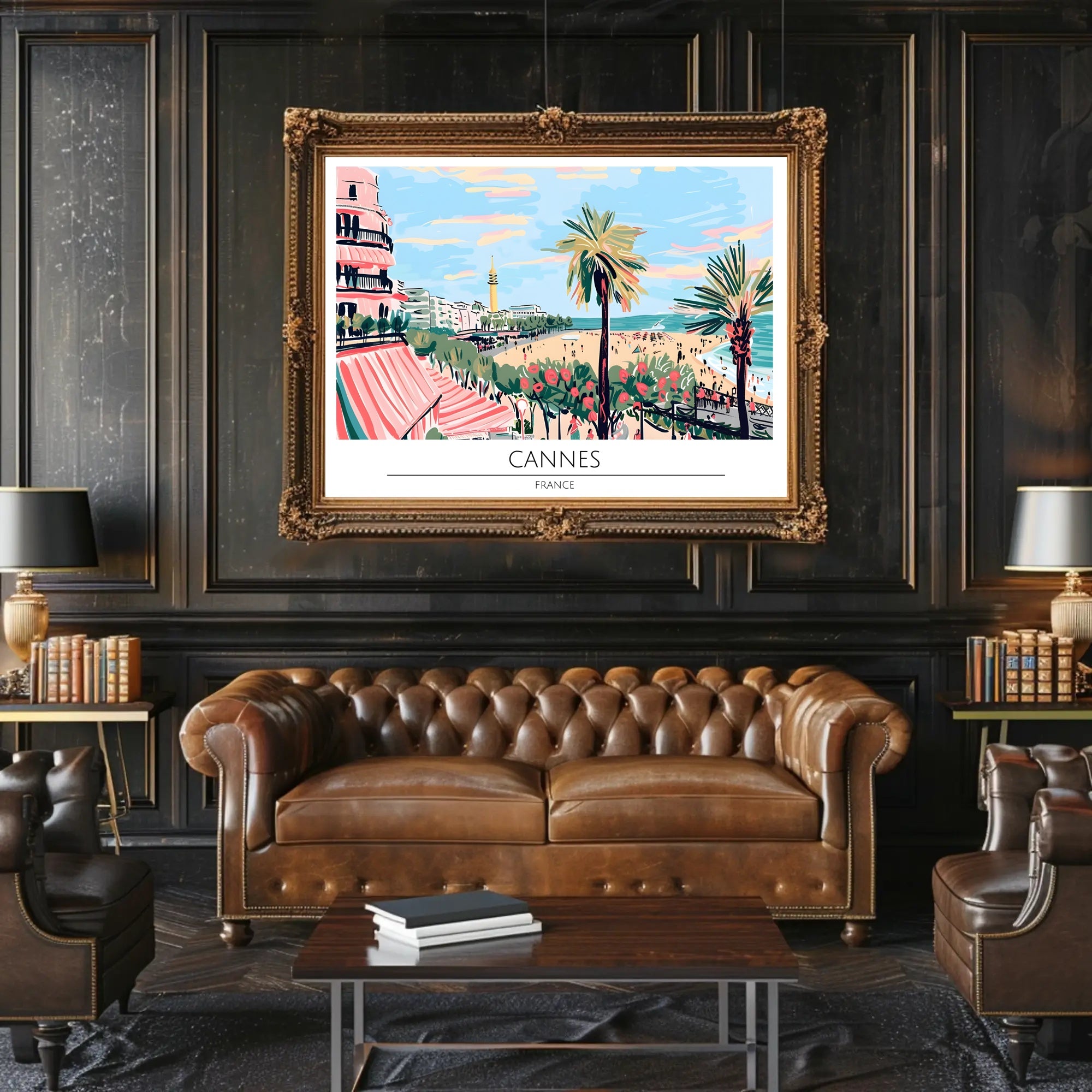 Cannes Beach Scene Poster PosterGoat
