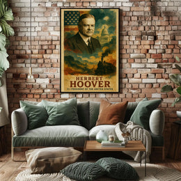 Herbert Hoover 31st President of the United States Layered Digital Collage Poster
