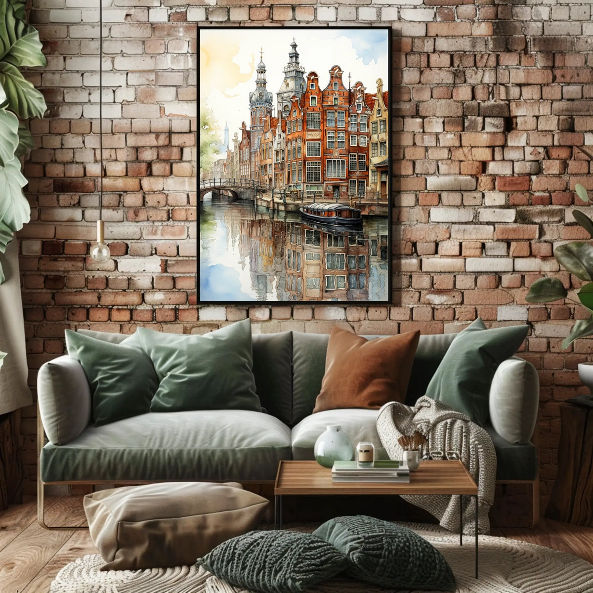 Amsterdam Canal Scene Classic Dutch Architecture Travel Poster