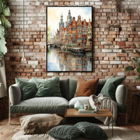 Amsterdam Canal Scene Classic Dutch Architecture Travel Poster