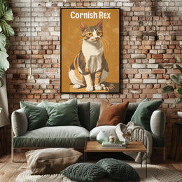 Cornish Rex Cat Portrait Digital Painting Wall Poster