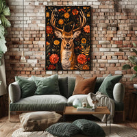 Majestic Deer Floral Wonderland Poster