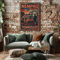 Memphis Cityscape Vintage Travel Poster