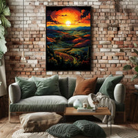 Tuscan Countryside Sunset Scenic Travel Poster