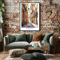 Barcelona Street Watercolor Art Poster PosterGoat