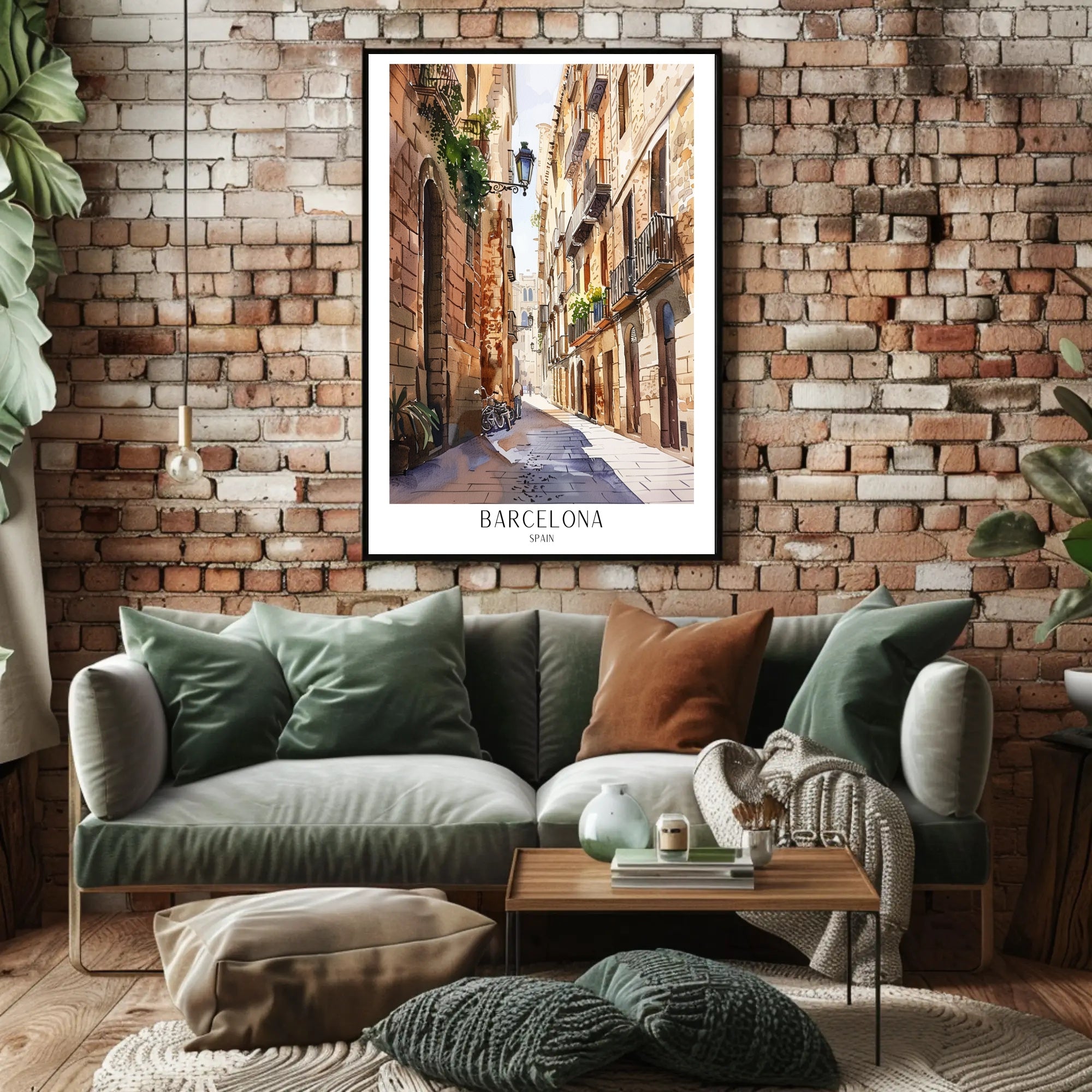 Barcelona Street Watercolor Art Poster PosterGoat