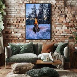 Winter Campfire In The Woods Poster