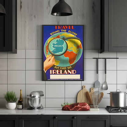 Vintage Poster - Travel Ireland Globe