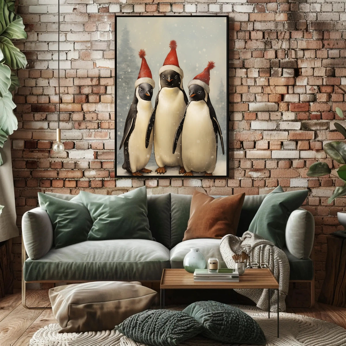 Festive Penguins Trio Poster