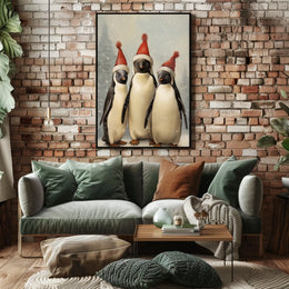 Festive Penguins Trio Poster