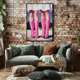 Pink Boots Wall Art Poster Vintage Feminine Print