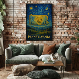 Artistic Pennsylvania Night Scene: Vintage Impressionistic Poster