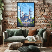 Grand Mosque Vector Art: Vibrant Islamic Heritage Poster