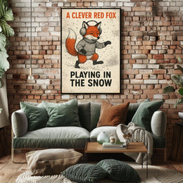 Fox Playing In Snow Poster