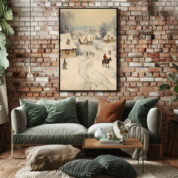 Winter Village Scene Poster